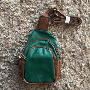 Telena Green Tan Crossbody Handbag New
